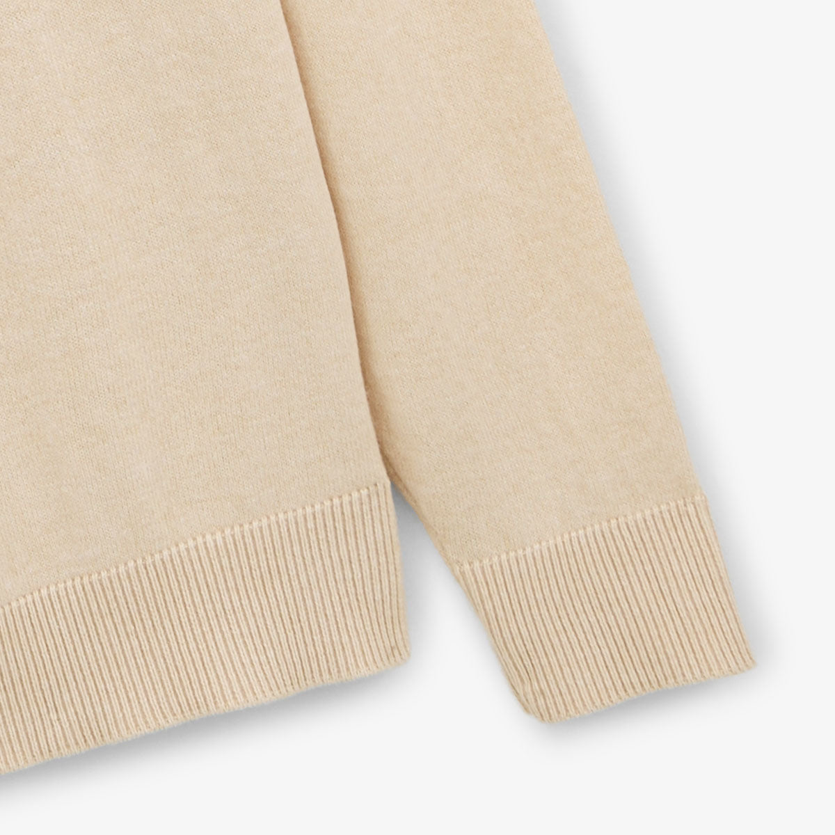 Plain round-neck sweater, mostly cotton, beige SERGE BLANCO