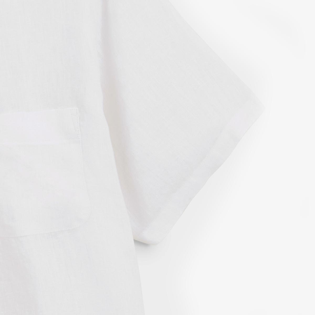 Men's plain white linen short-sleeved shirt with chest pocket SERGE BLANCO