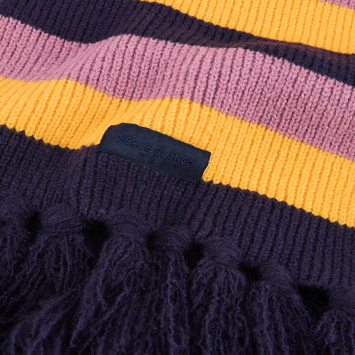 Purple, yellow, and blue striped scarf for men by SERGE BLANCO
