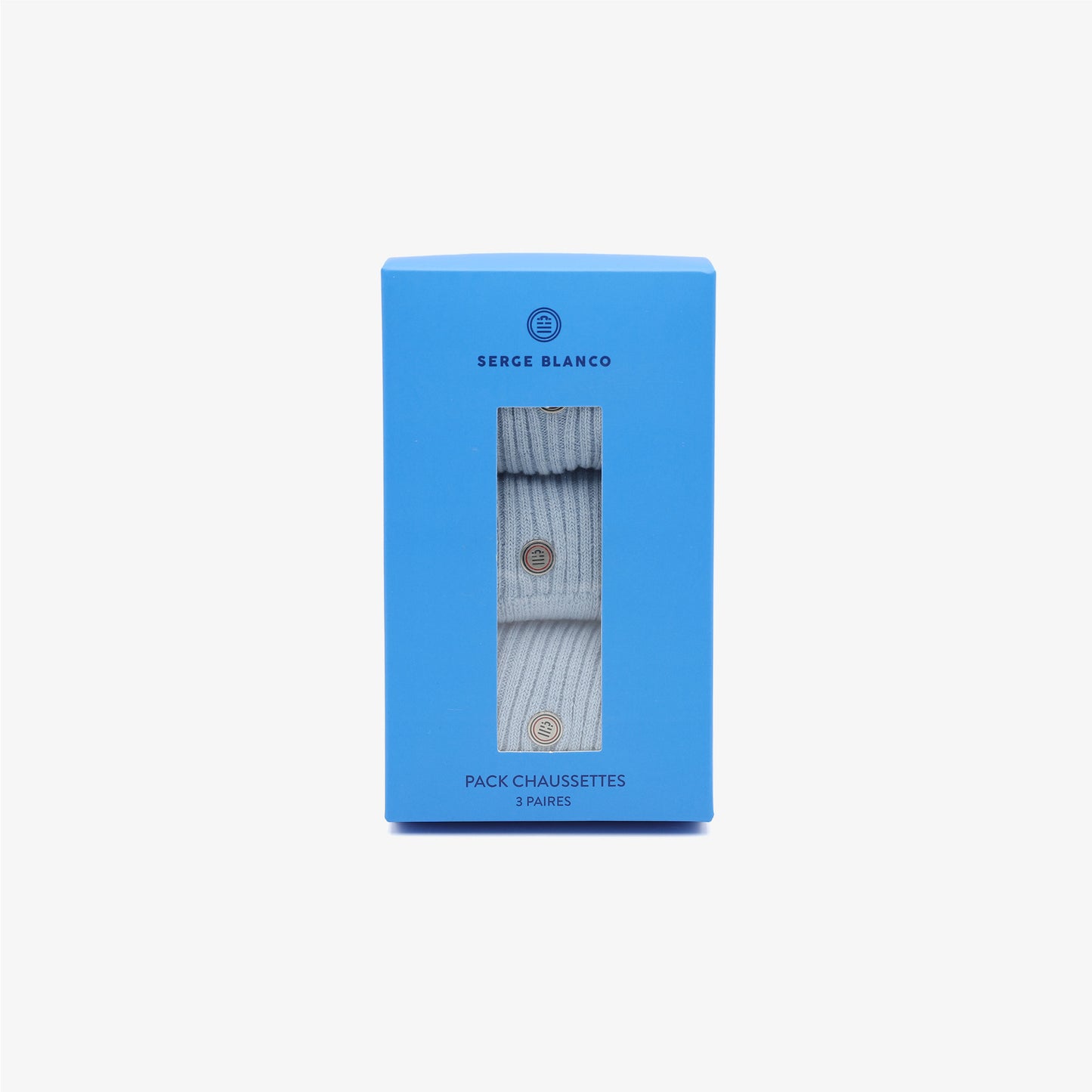 Pack of 3 pairs of plain sky blue long socks by SERGE BLANCO