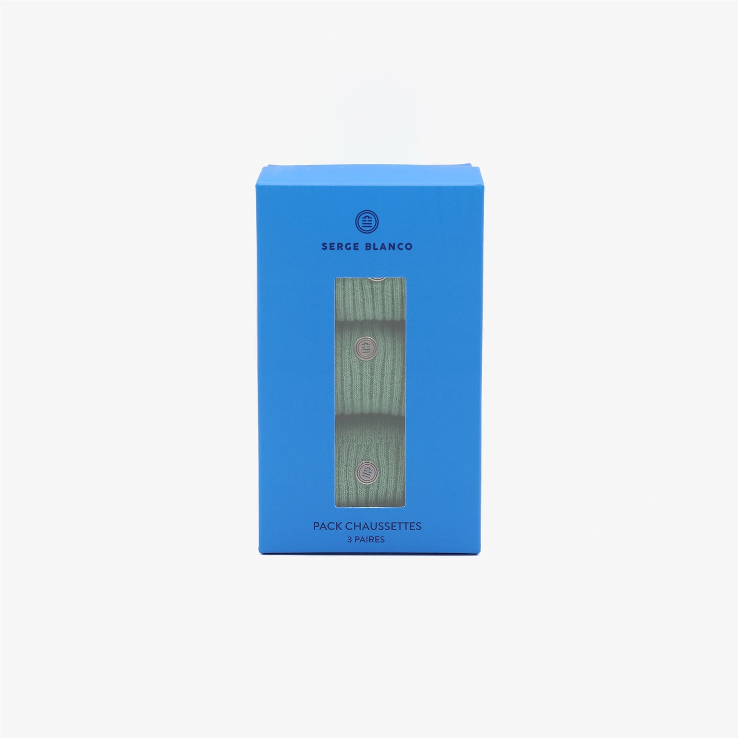 Pack of 3 pairs of plain almond green long socks by SERGE BLANCO