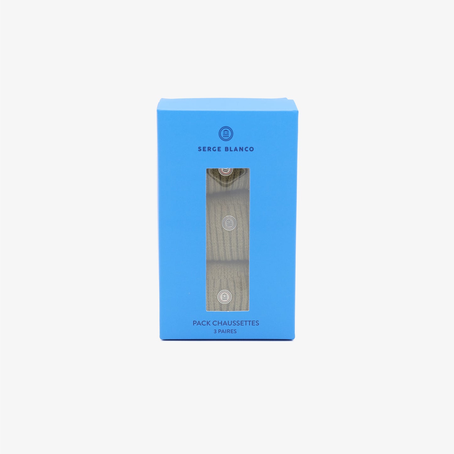 Pack of 3 pairs of plain teak green long socks by SERGE BLANCO