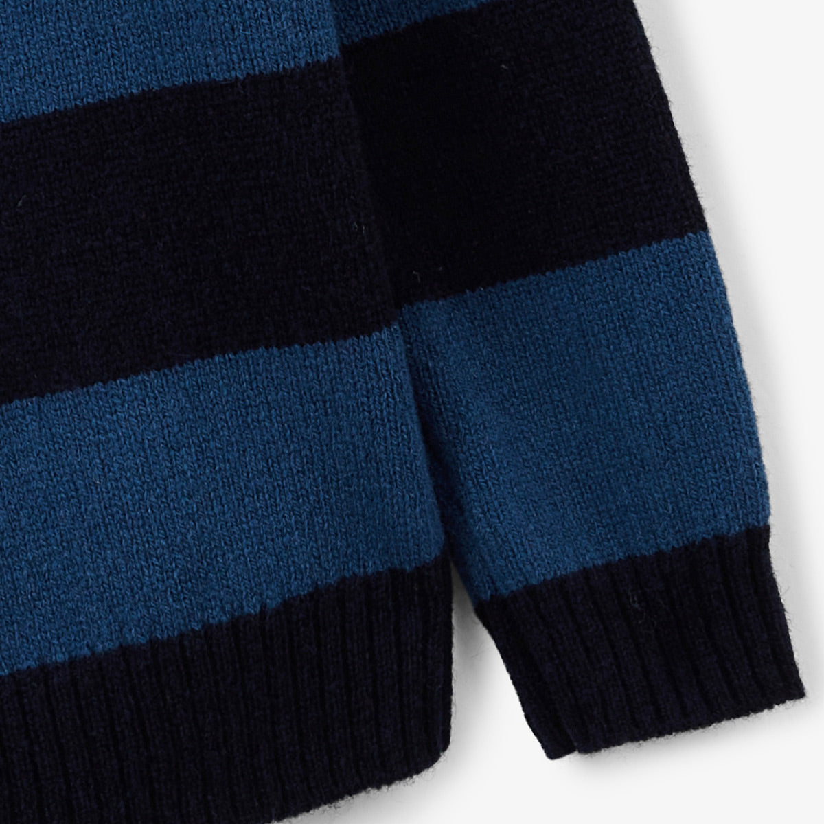 Junior Round Neck Wool Sweater in Dark Navy Blue Stripes Musa SERGE BLANCO