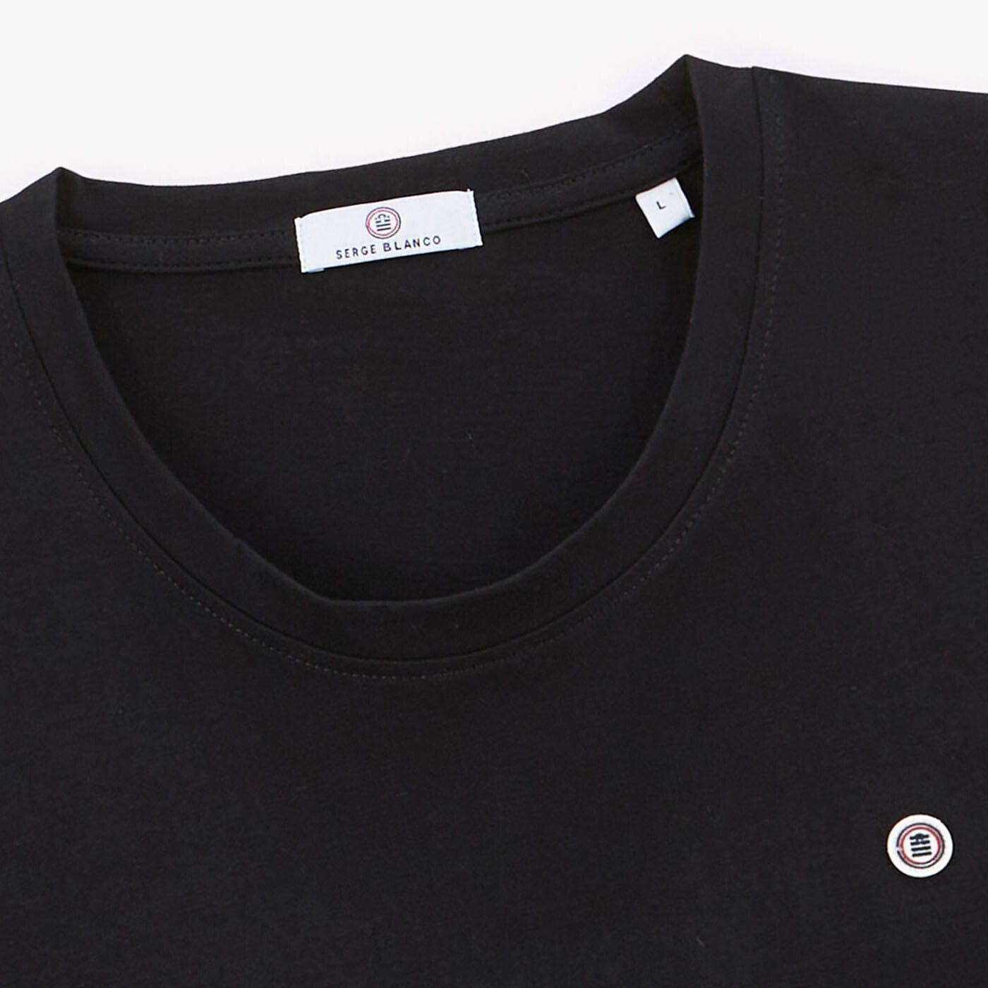 SERGE BLANCO Men's Black Round Neck Cotton T-Shirt