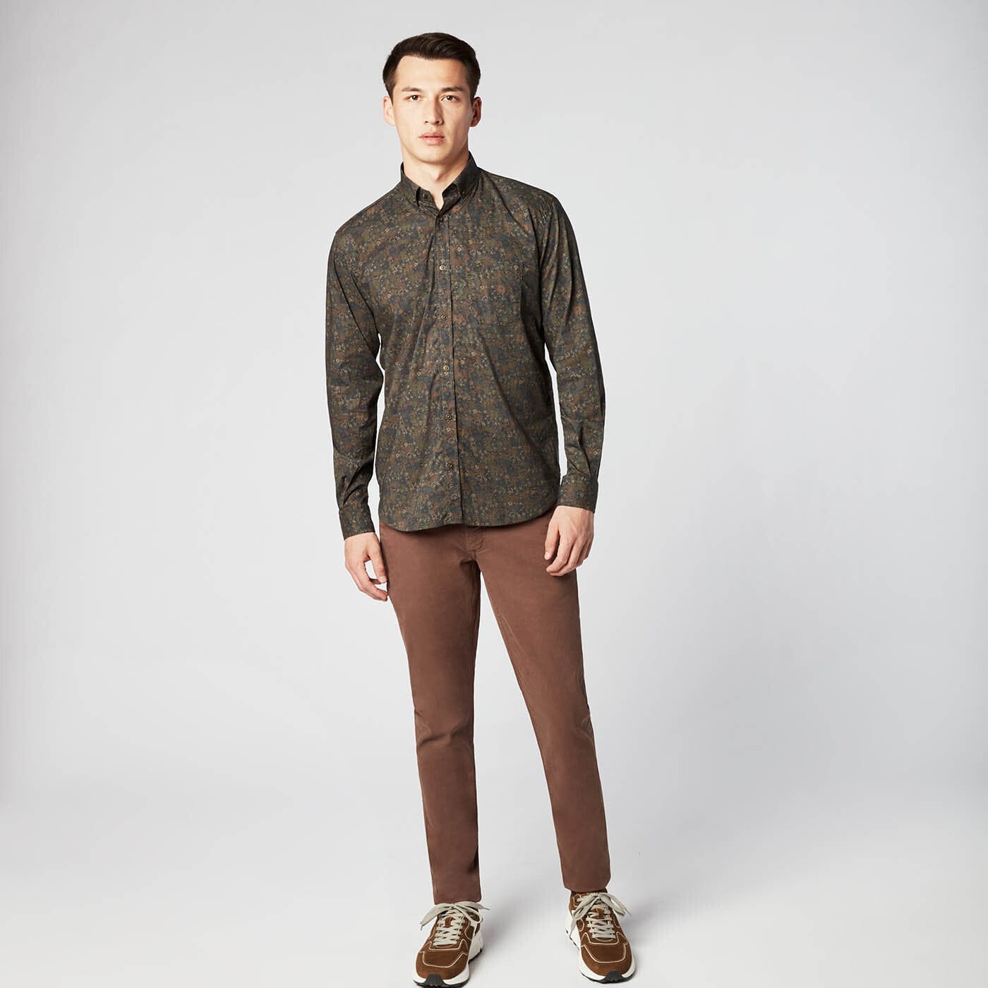 Camisa de manga larga con estampado floral fantasía