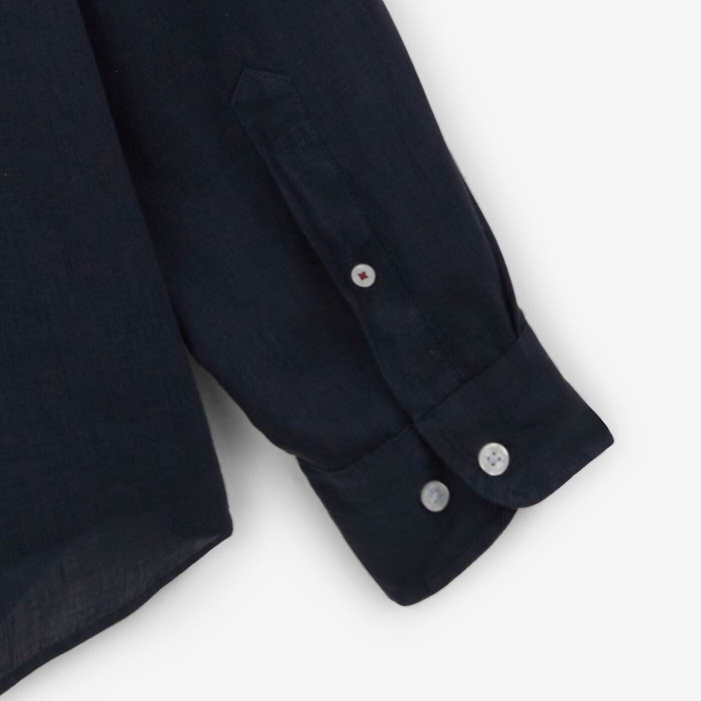 Camisa regular de lino azul marino oscuro