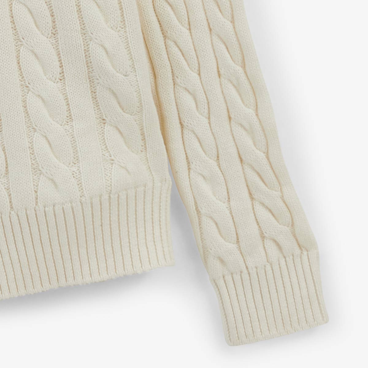 Jersey con cuello con cremallera de punto trenzado de algodón y lana crudo Marsala HOMBRE SERGE BLANCO