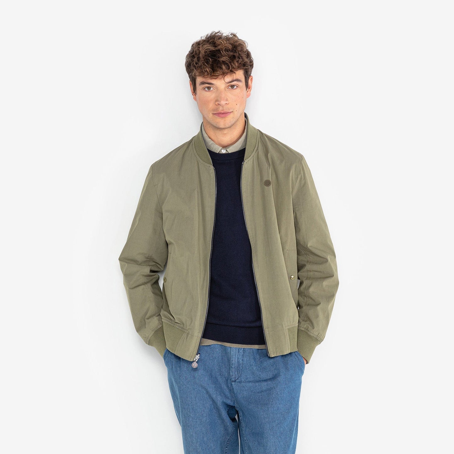 Bomber reversibile in cotone blu e verde kaki da uomo SERGE BLANCO