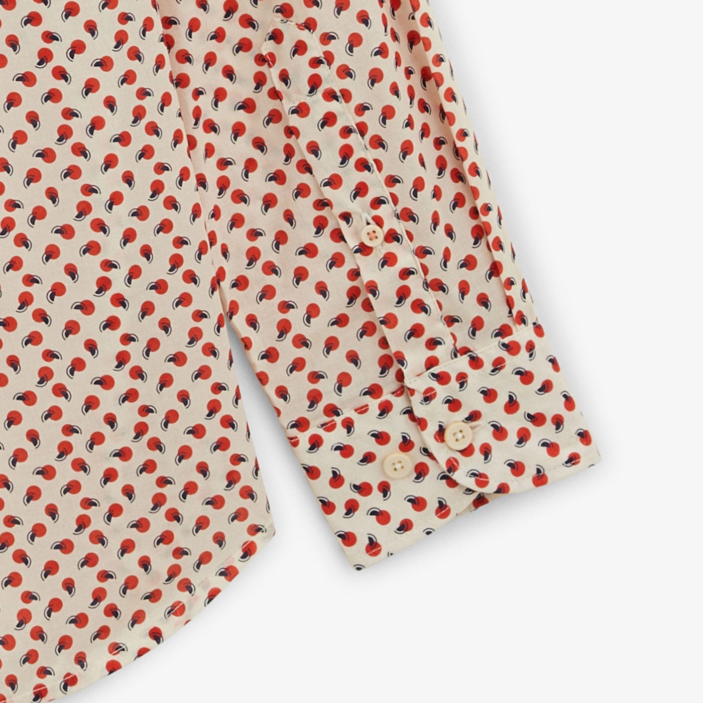 Camicia da uomo a maniche lunghe in cotone bianco sporco con motivi SERGE BLANCO