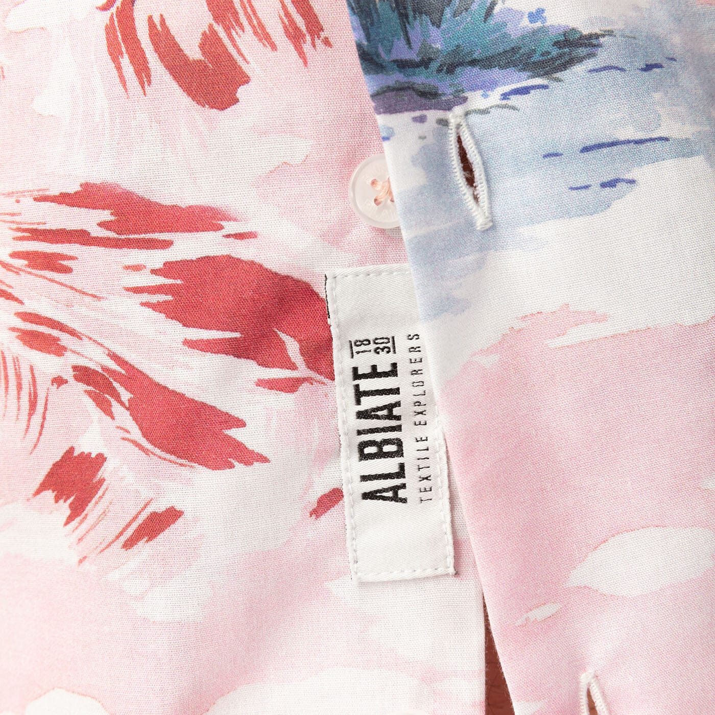 Roze shirt met korte mouwen en palmboomprint, van katoen, voor heren, serge blanco