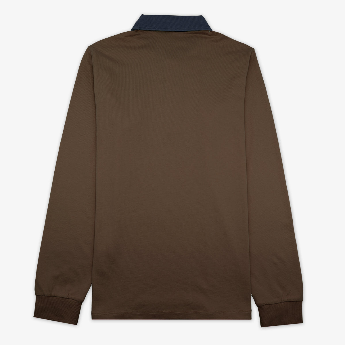 Polo met lange mouwen van bruin katoenen jersey voor heren, serge blanco