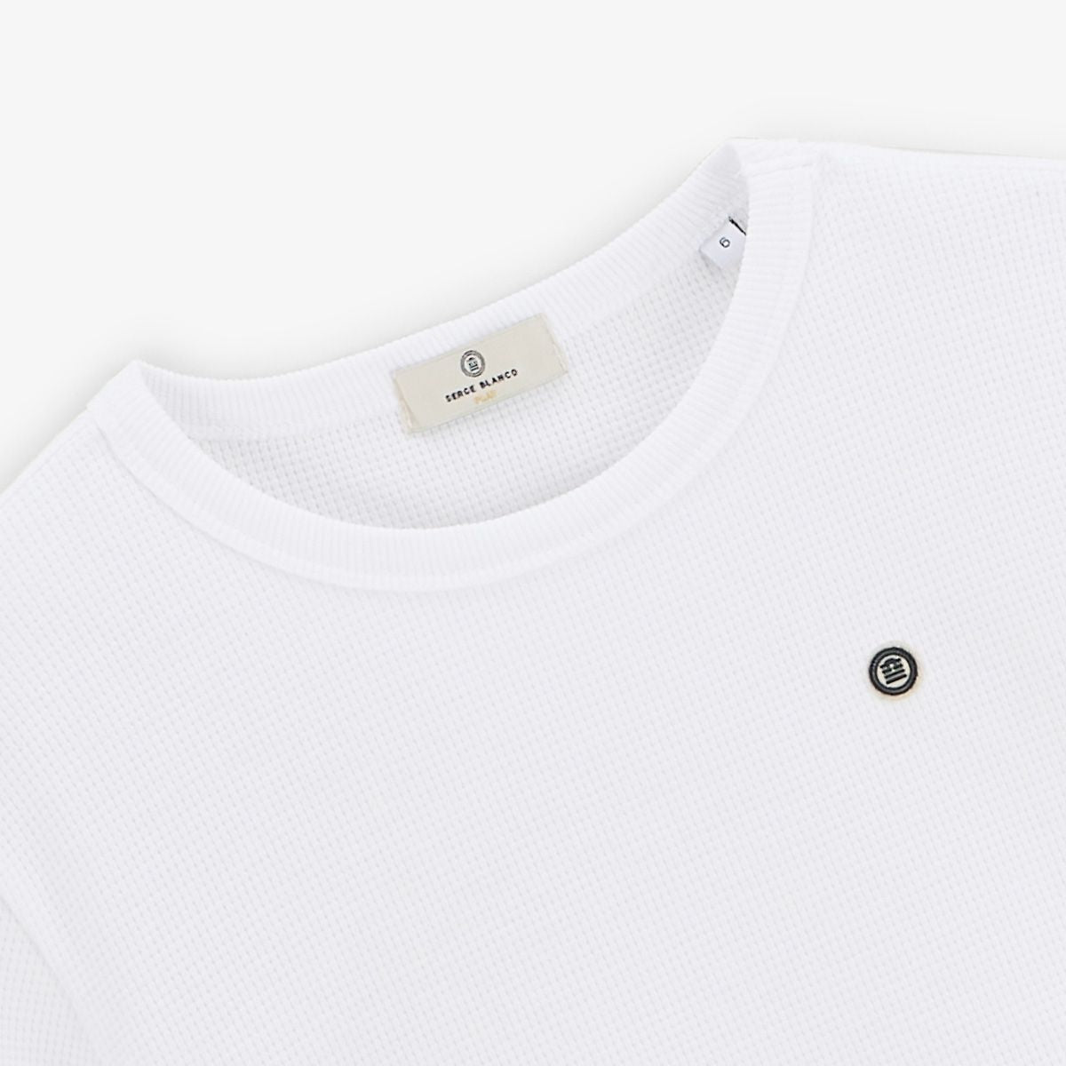 Wit T-shirt met korte mouwen voor jongens, van gewafeld katoen Toussaint