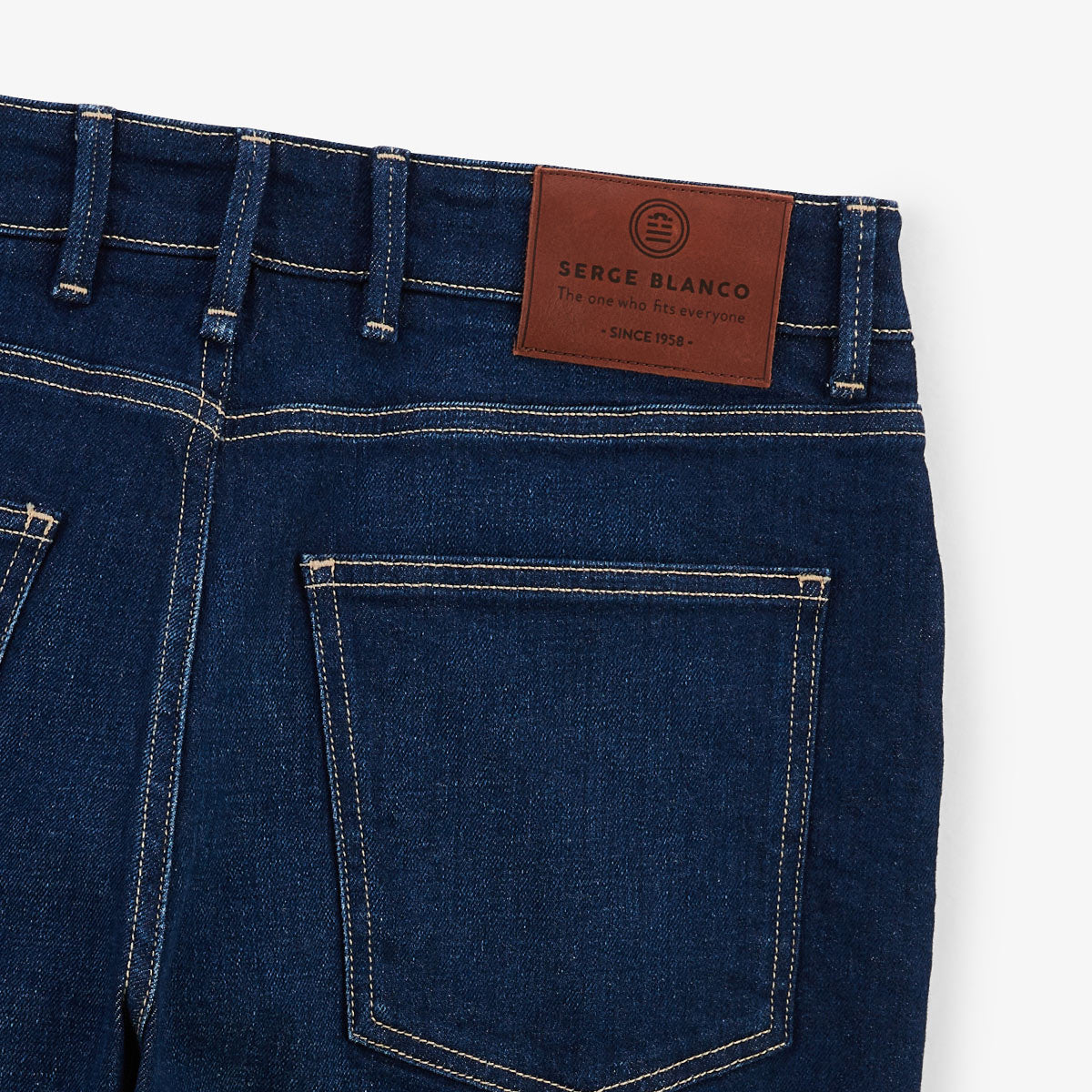 Bermuda 331 in taps toelopende stretchdenim, raw blue HEREN SERGE BLANCO