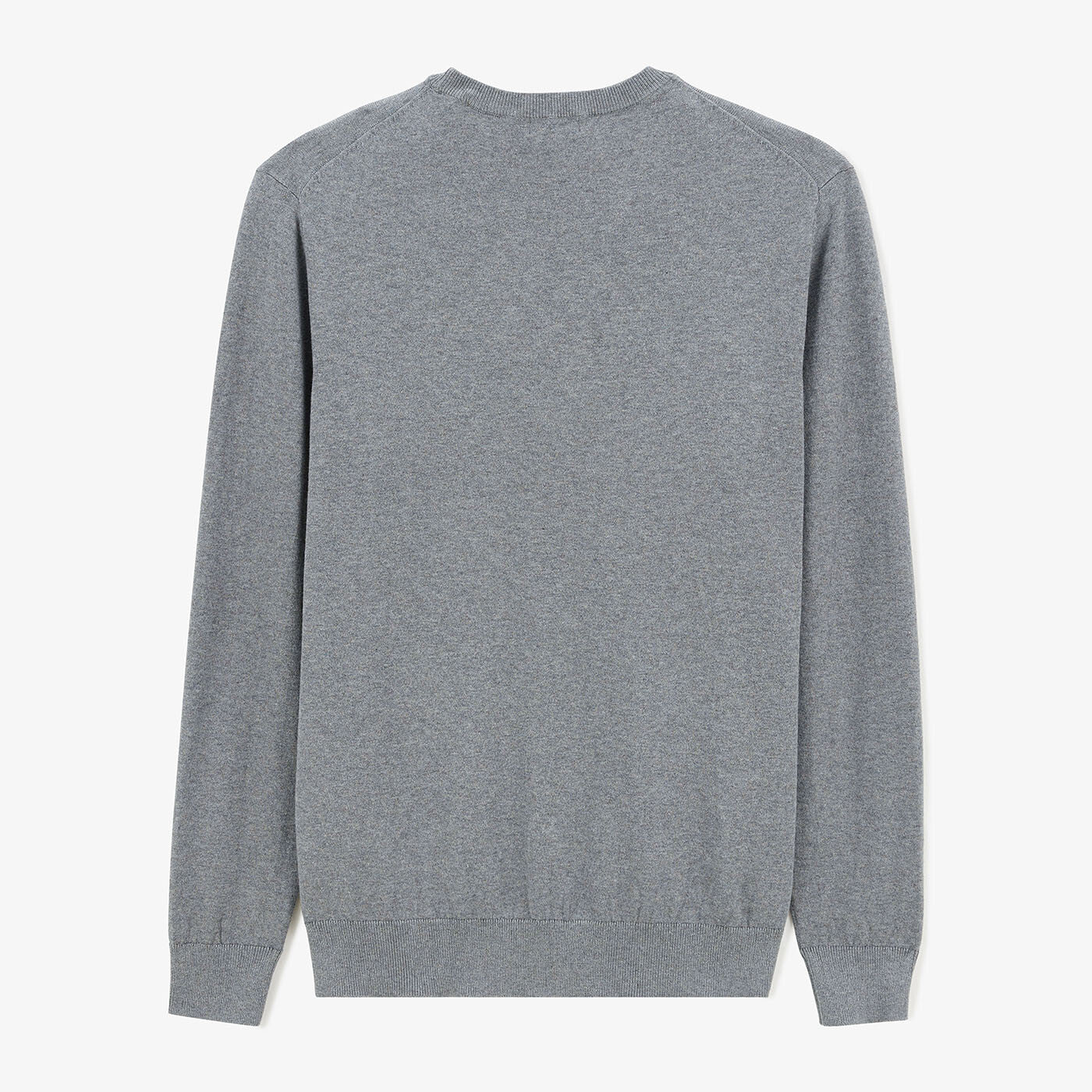 Pull en maille anglaise à col rond gris chiné