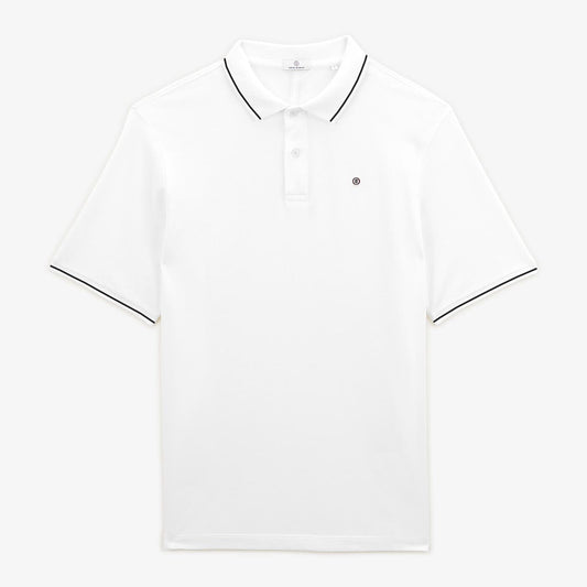 Polo maille piquée blanc avec liseré