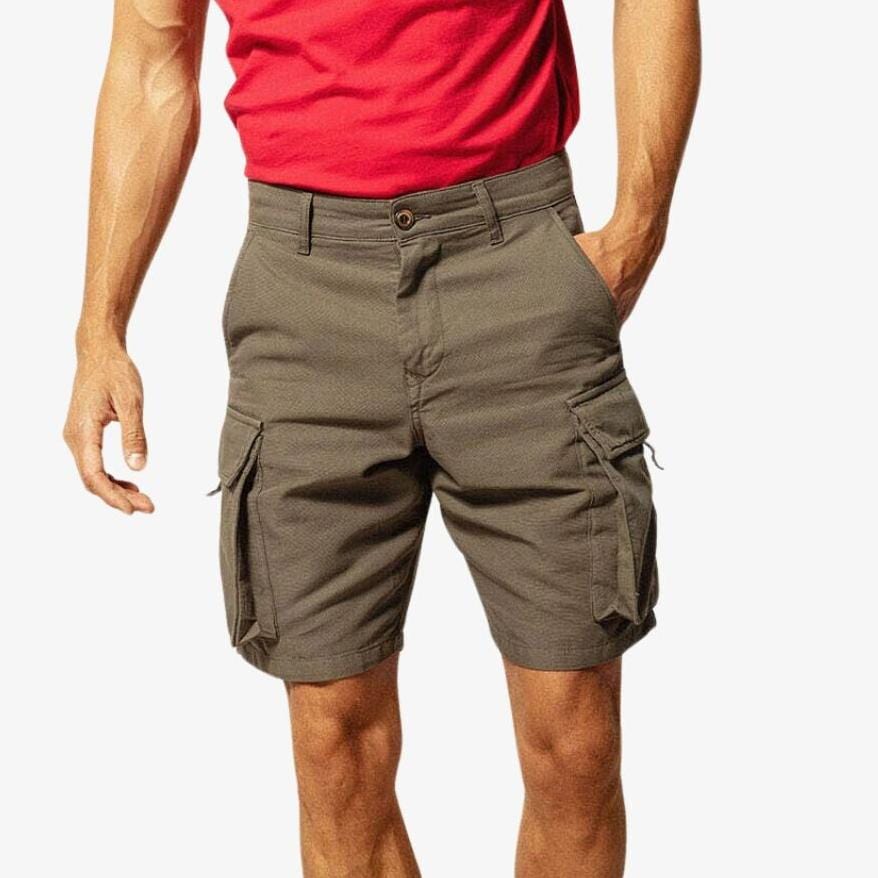 Military green cargo Bermuda shorts