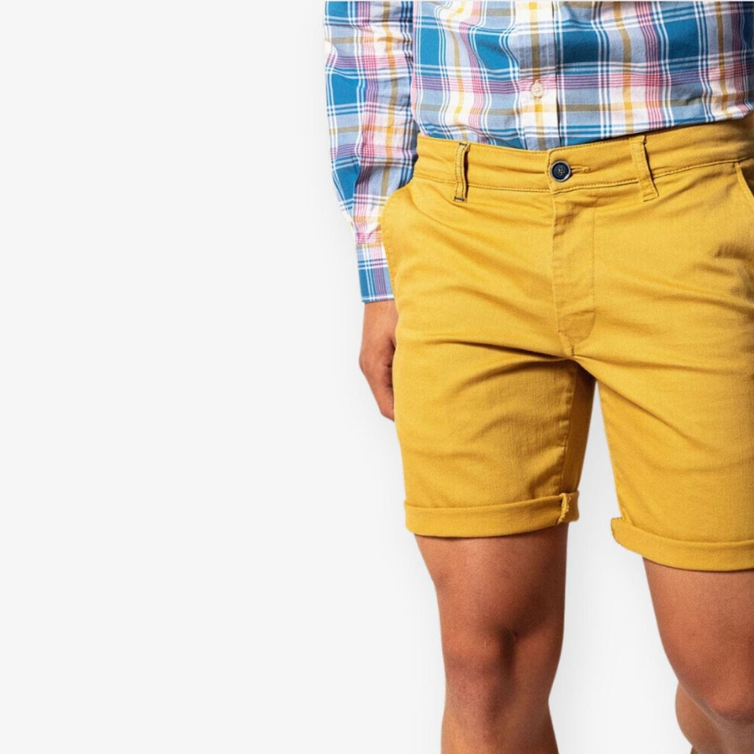 Bermuda in denim effetto paglia