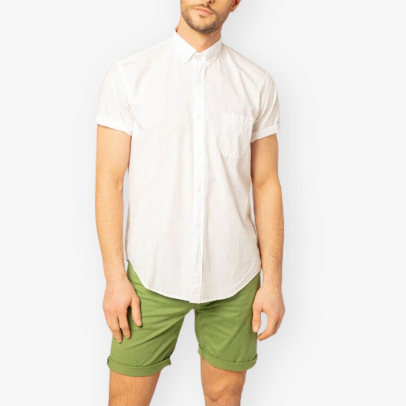 Chemise unie blanche à manches courtes