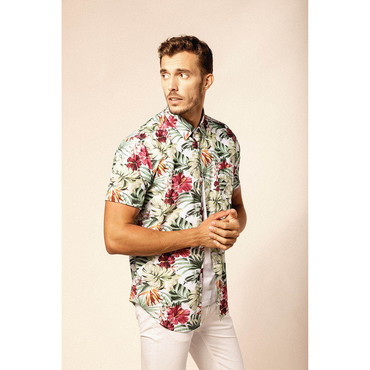 Chemise Manches Courtes À  Imprimé Floral En Coton Biologique