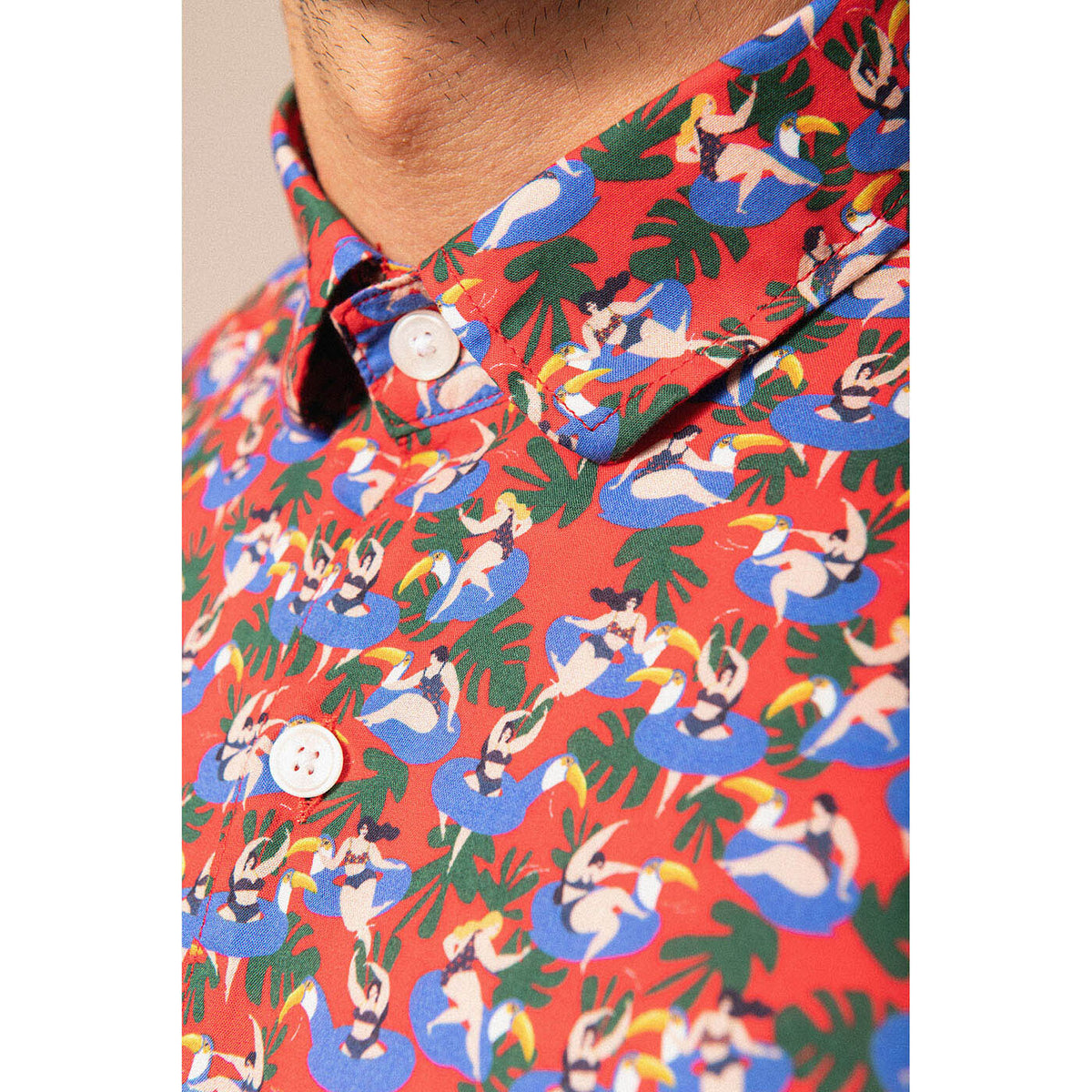 Chemise Manches Courtes À  Imprimé Fantaisie Toucan