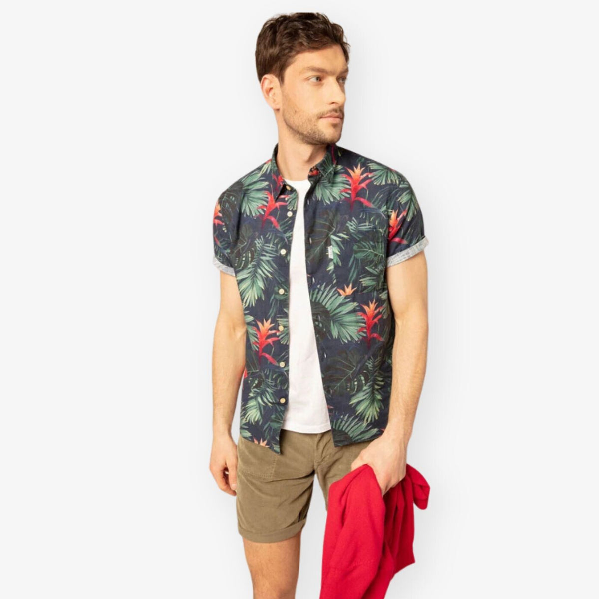 Chemise Manches Courtes Imprimé Jungle Tropicale