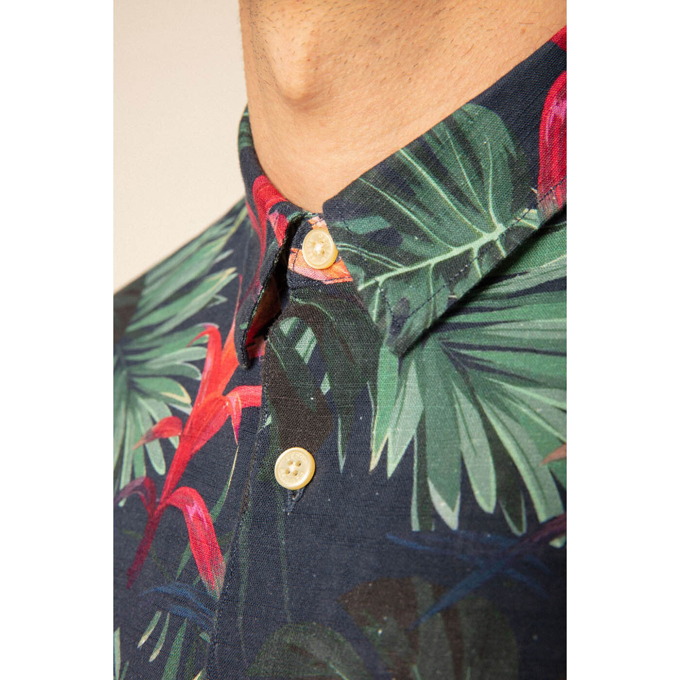 Chemise Manches Courtes Imprimé Jungle Tropicale