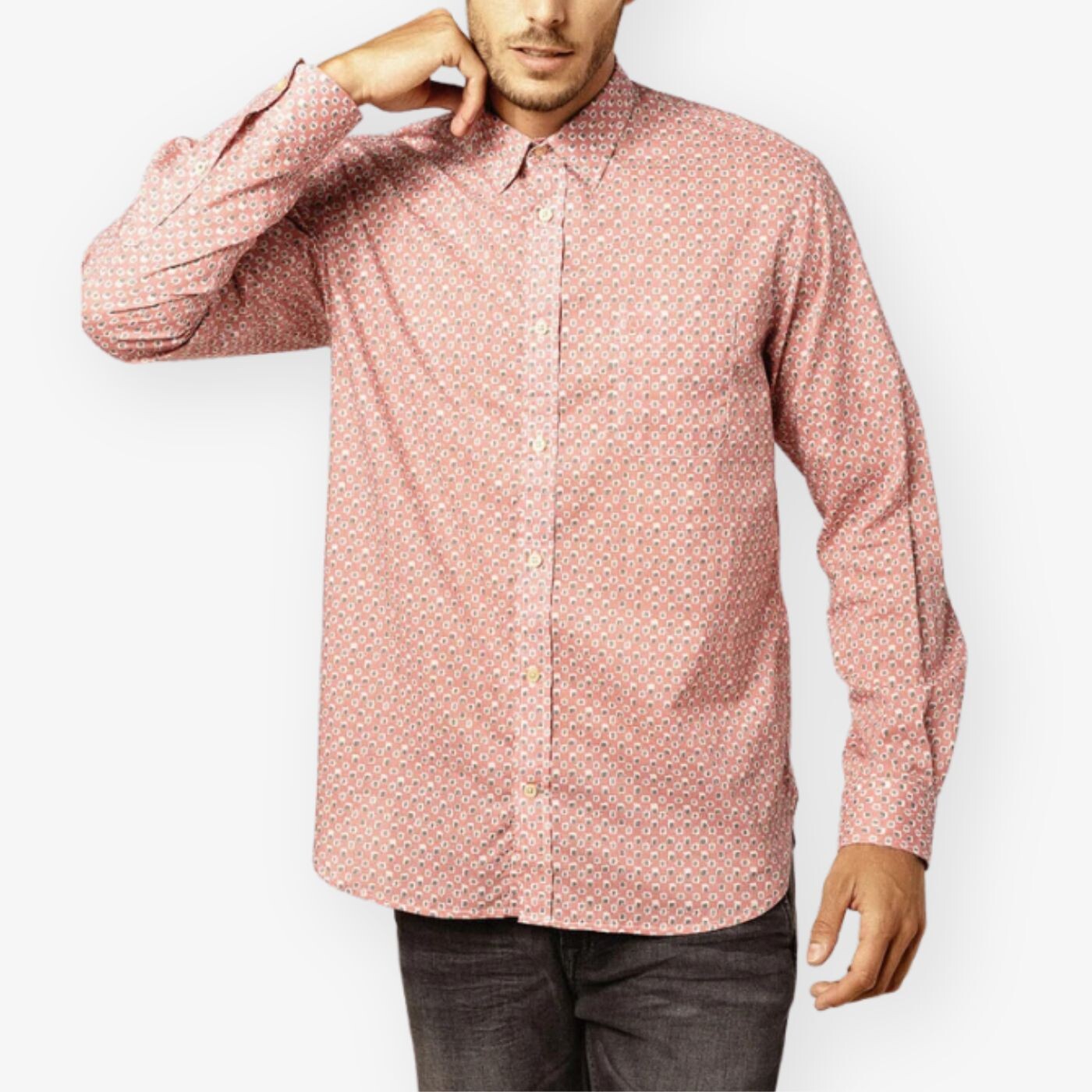 Chemise Manches Longues En Popeline Imprimé Contemporain