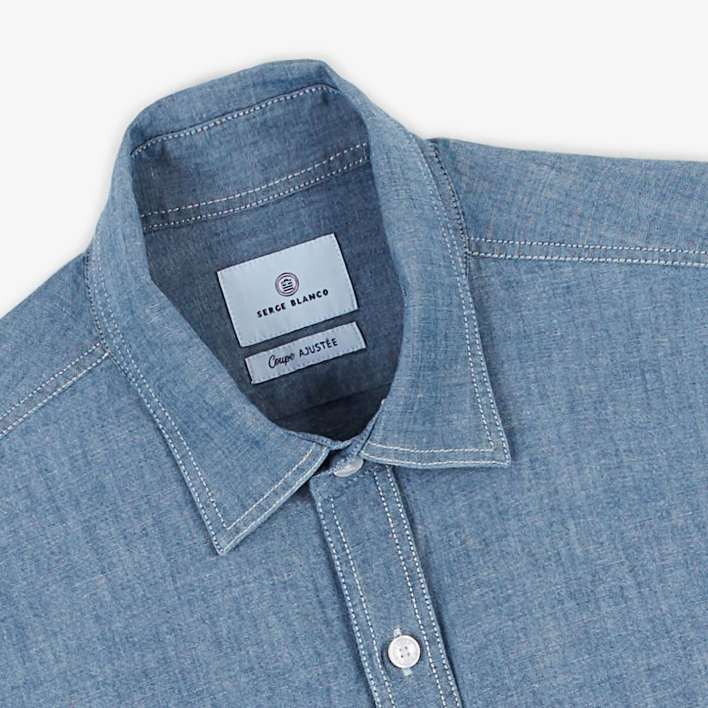 Chemise manches longues à poches en jean