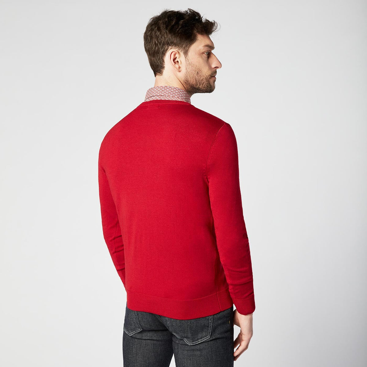 Pull Col Rond rouge