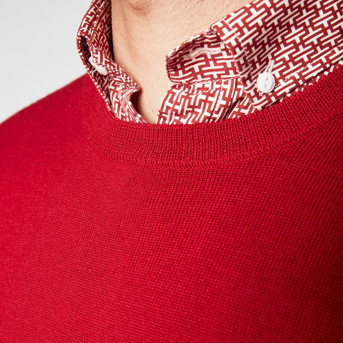 Pull Col Rond rouge