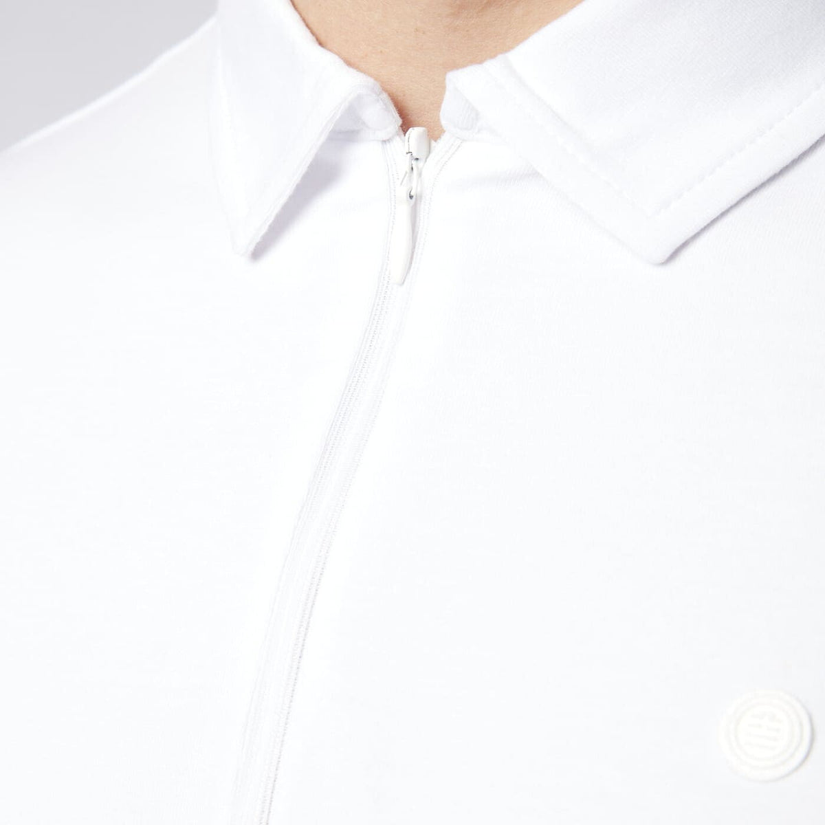 Polo manches longues zip 3/4 blanc