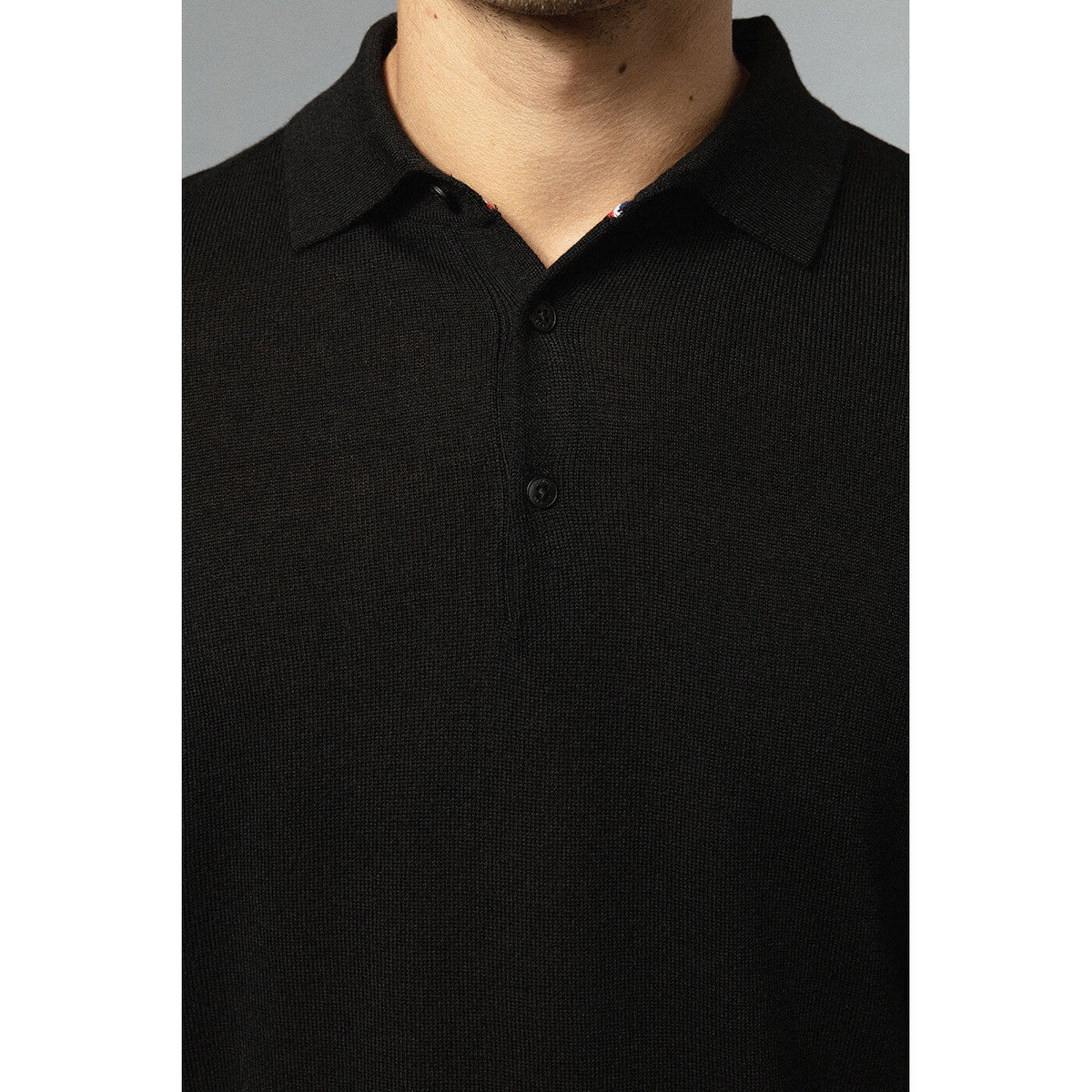 Pull à col polo noir