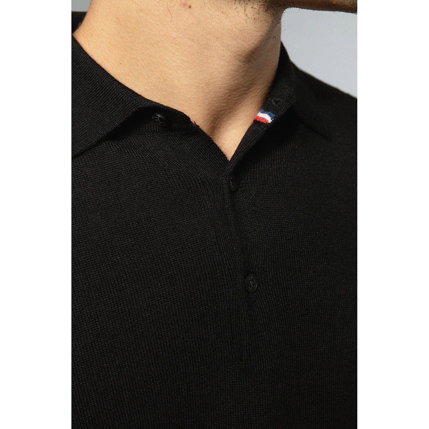 Pull à col polo noir