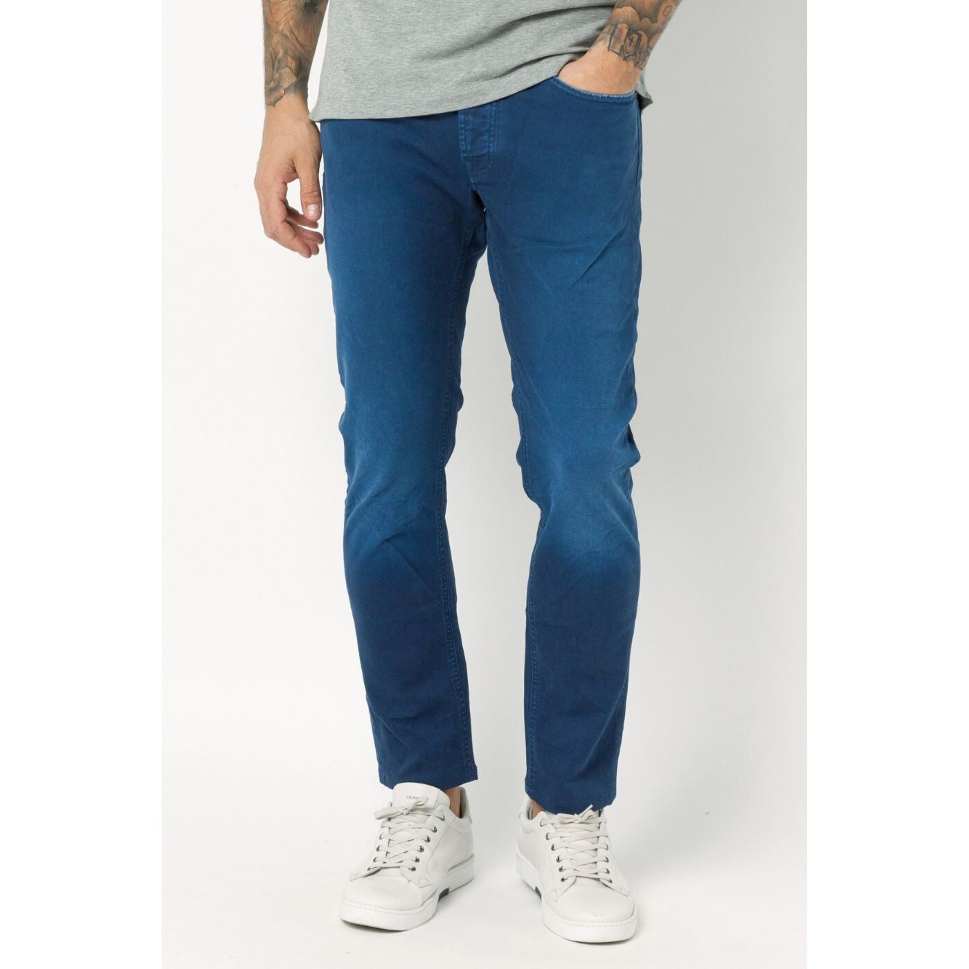 Pantalon en toile stretch indigo