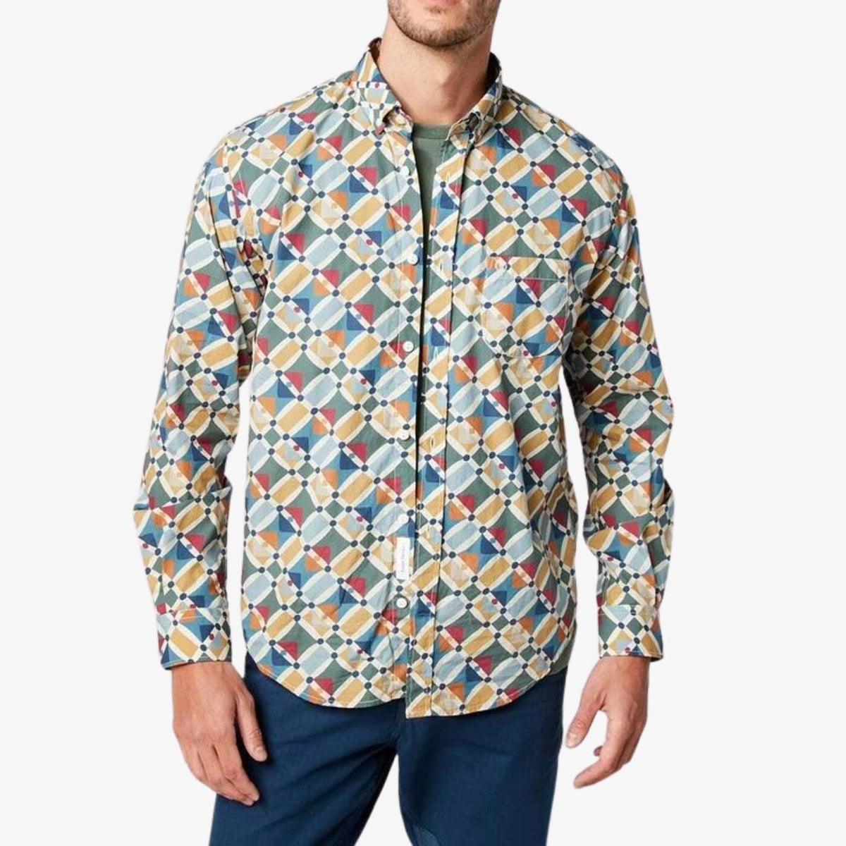 Chemise homme à motifs graphiques tissu Italien coupe ajustée