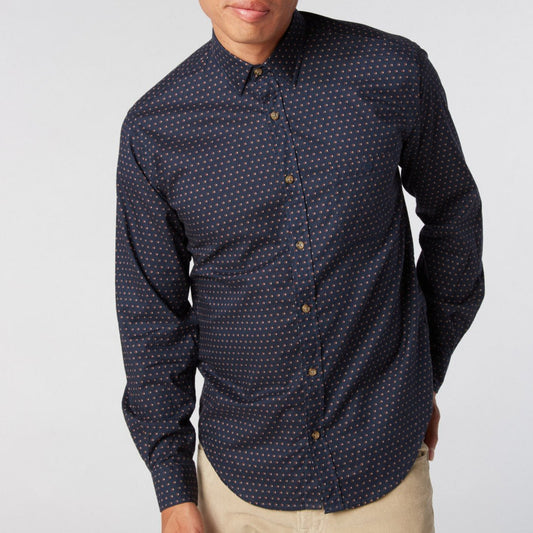 Chemise homme imprimée pois marine coupe ajustée