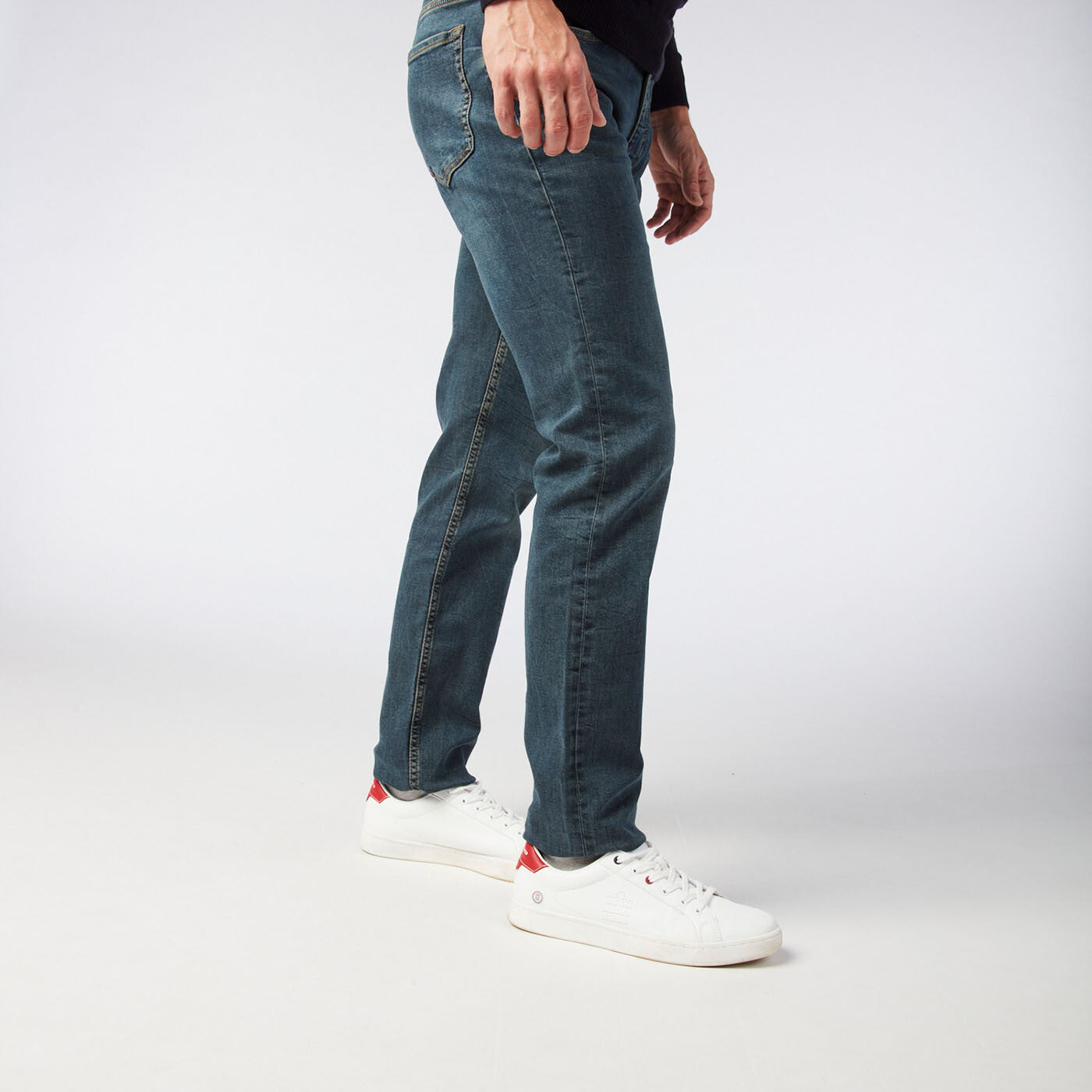 Jean délavé homme 5 poches coupe slim fit 325 Powertwist bleu