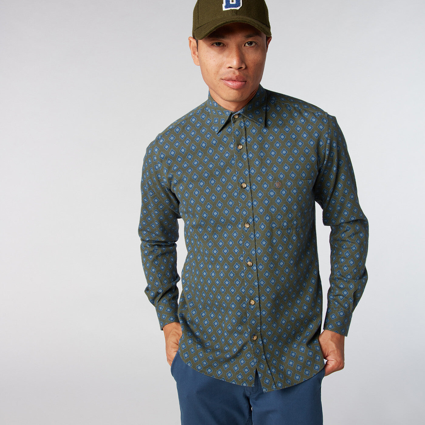 Chemise homme en flanelle imprimée coupe ajustée