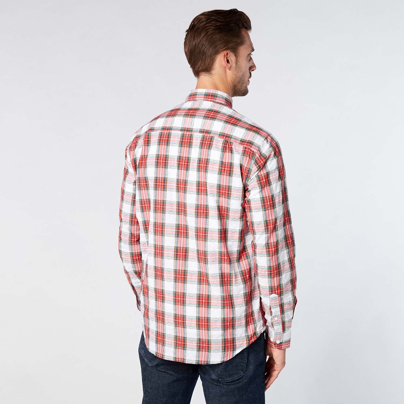 Chemise homme à carreaux rouge coupe ajustée