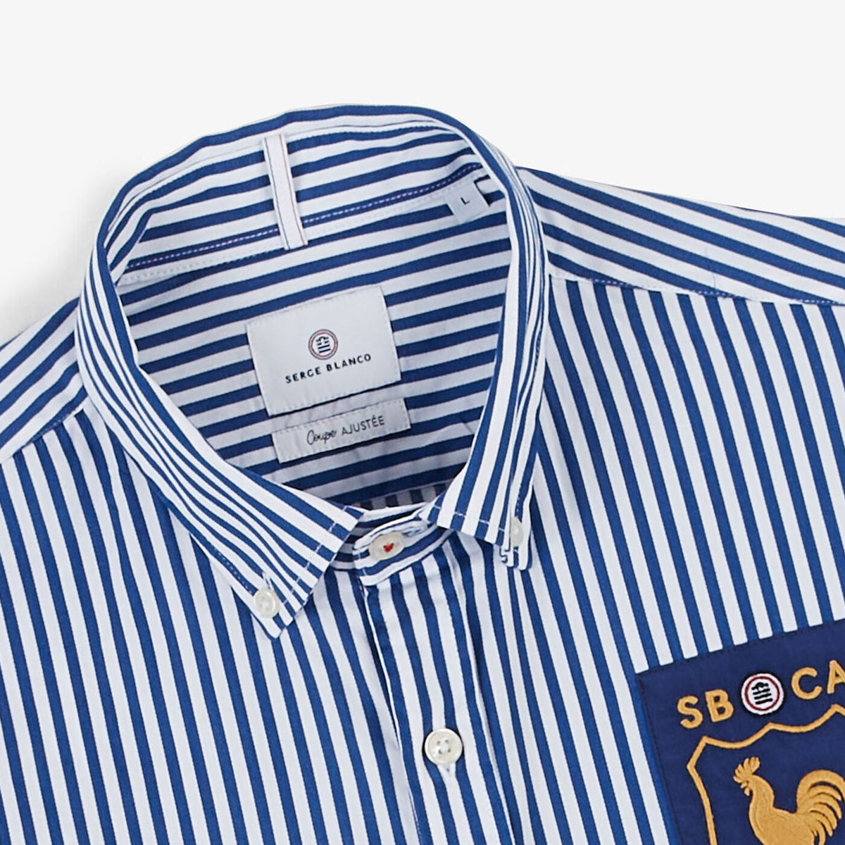 Chemise homme à rayures rugby bleu coupe ajustée