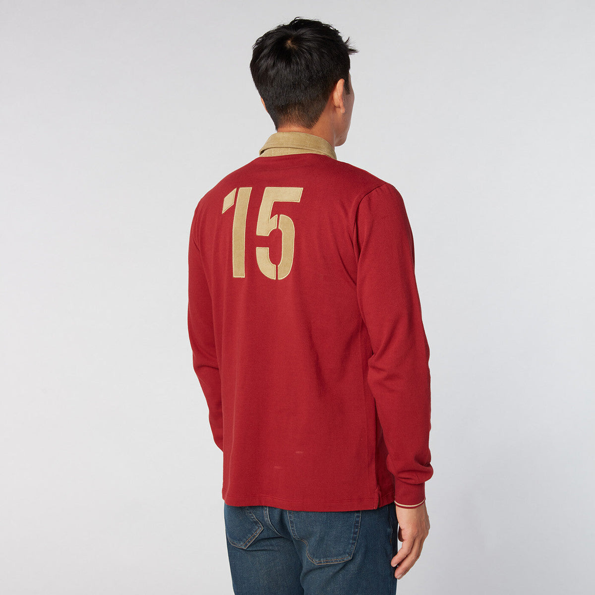 Polo jersey col velours rouge