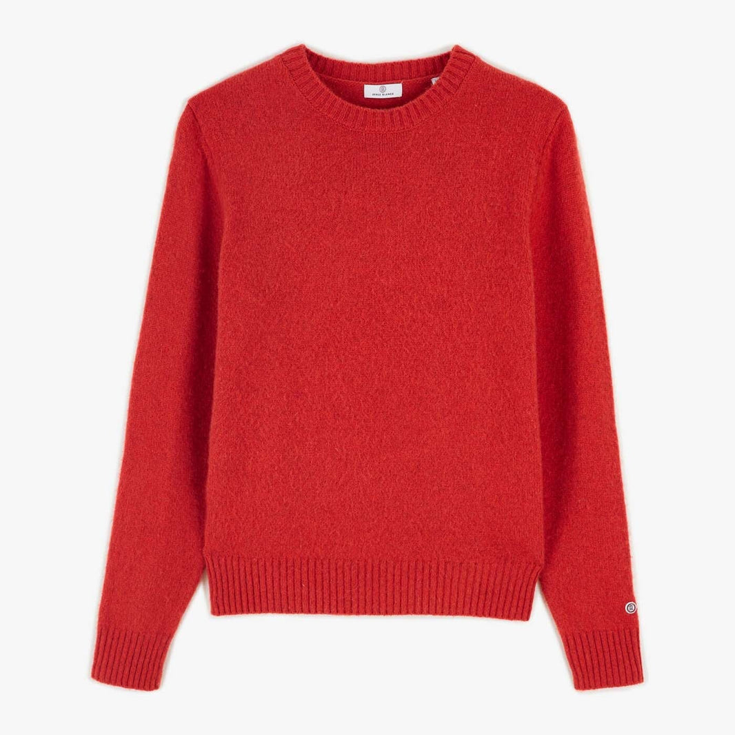 Maglione a girocollo in lana arancione melange