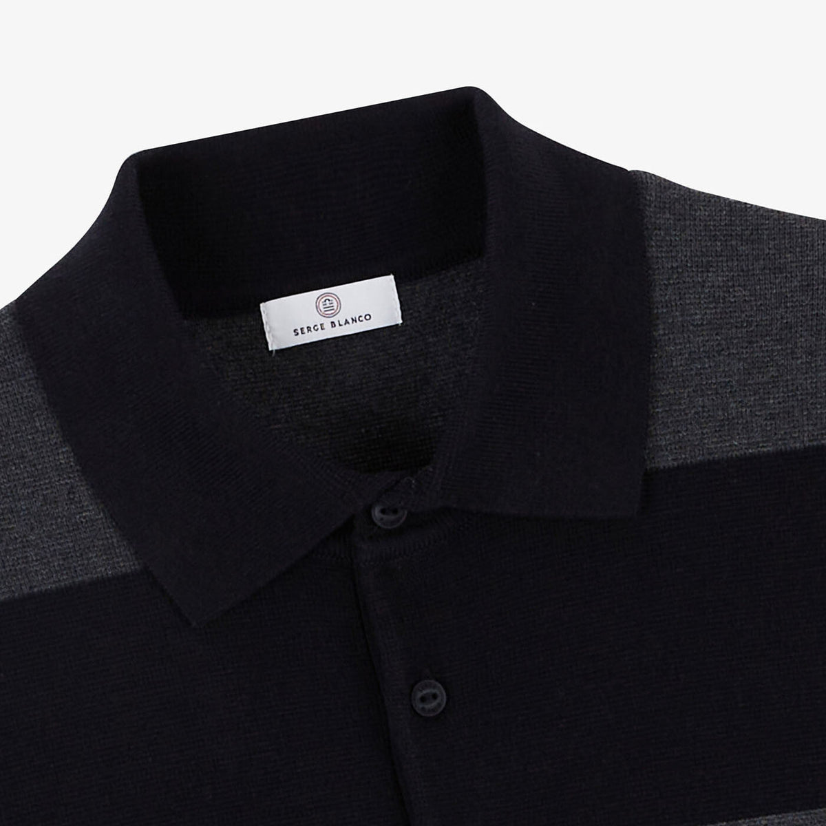 Pull col polo rayé bleu foncé