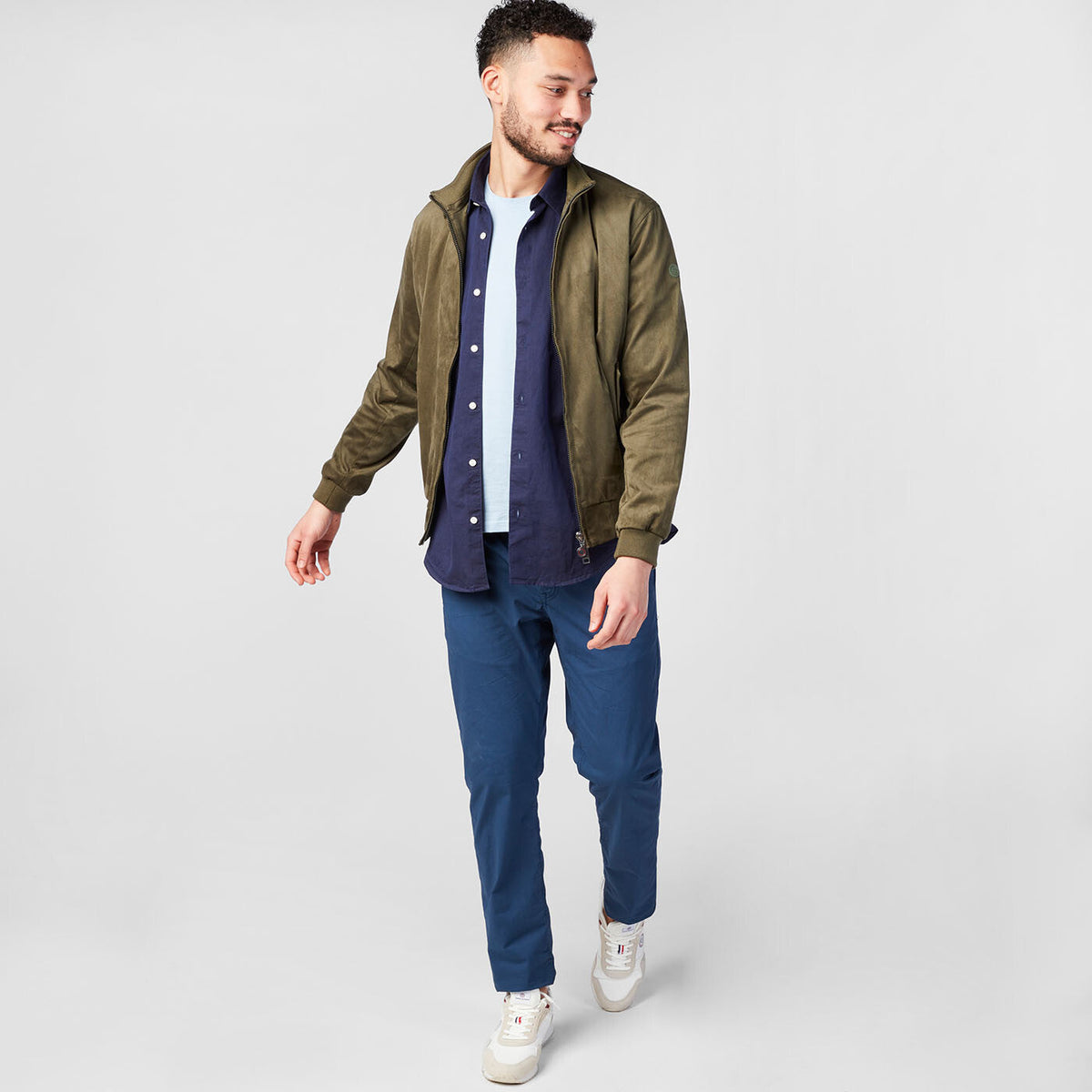 Blouson Florent zippé en suède militaire