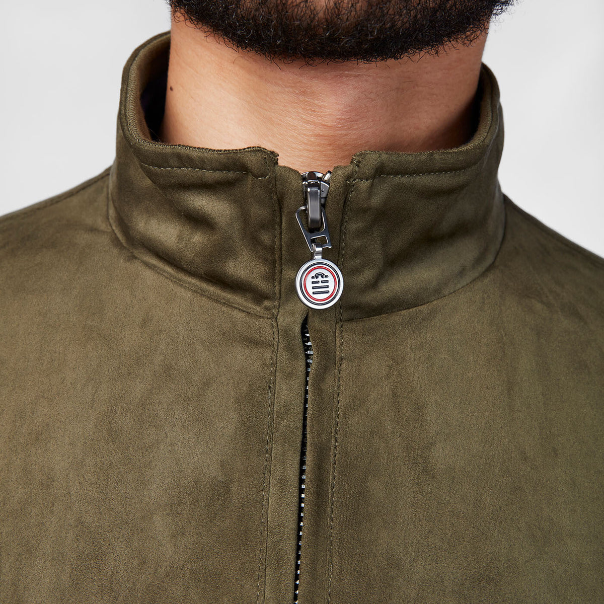 Blouson Florent zippé en suède militaire