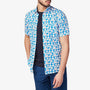 Chemise manches courtes bleue avec imprimé floral