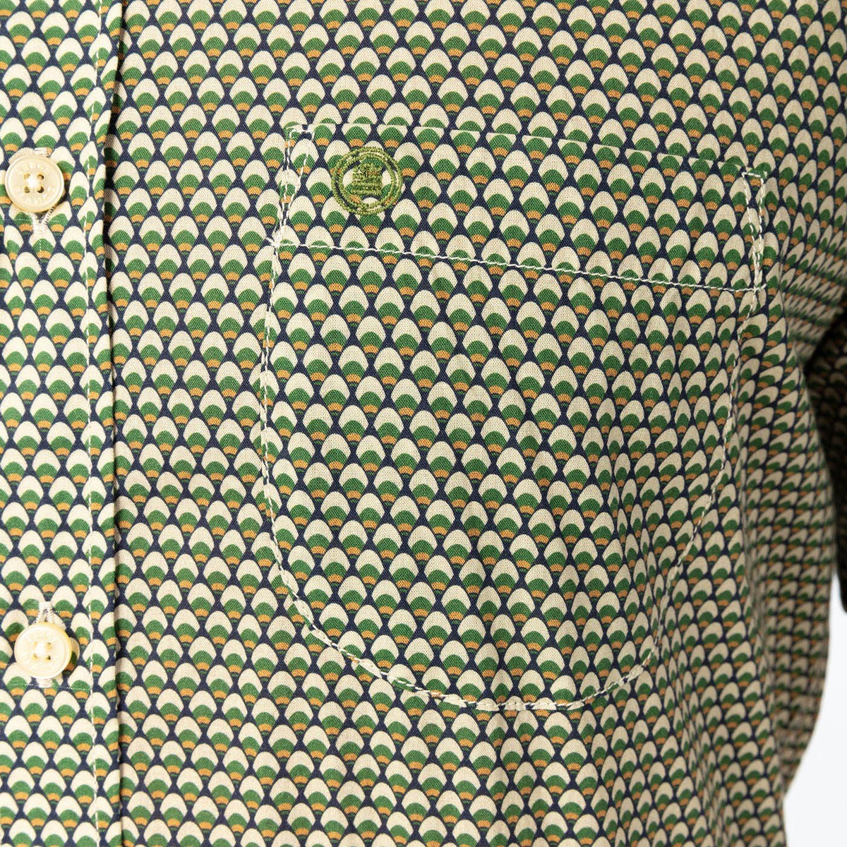 Chemise manches courtes verte imprimé géométrique