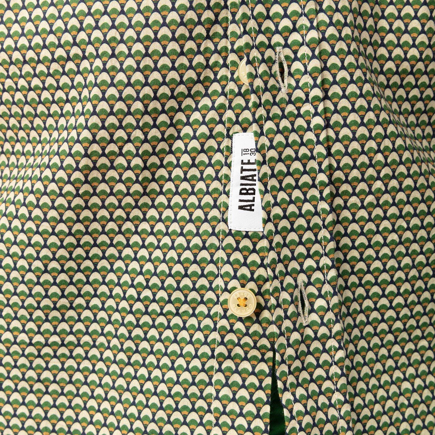 Chemise manches courtes verte imprimé géométrique