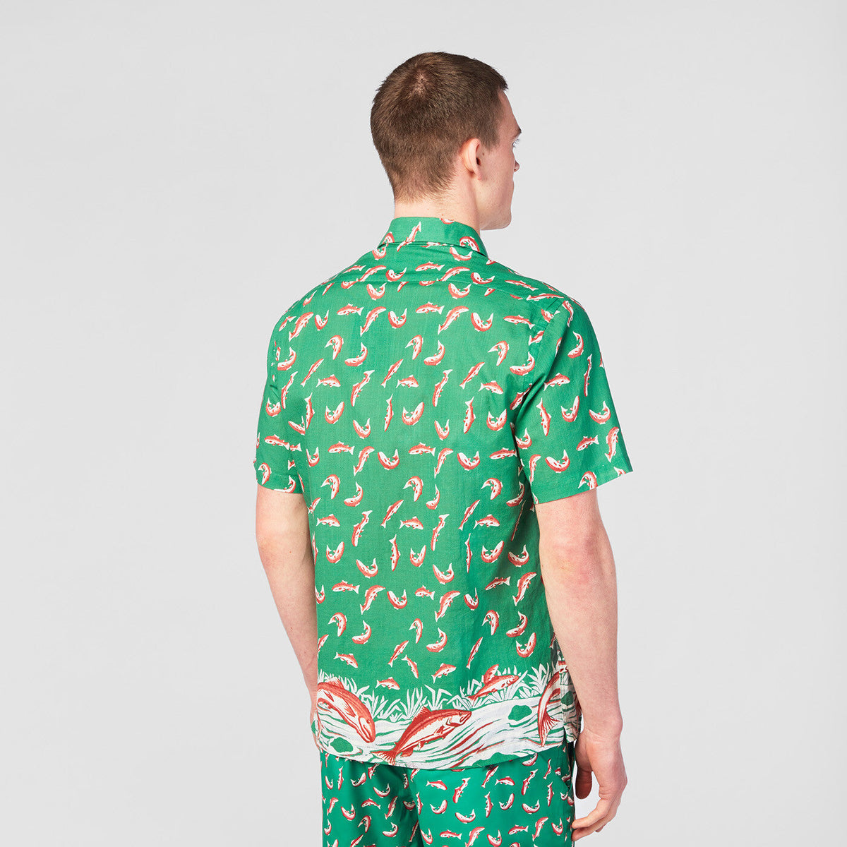 Chemise manches courtes verte avec imprimé