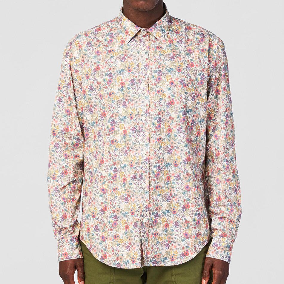 Chemise manches longues imprimé floral pastel